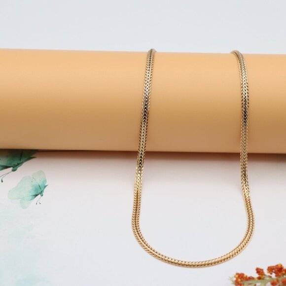 "Flat Woven Rose Gold Chain Necklace  Elegant Finish, XPNL0121 - Picture 4 of 12